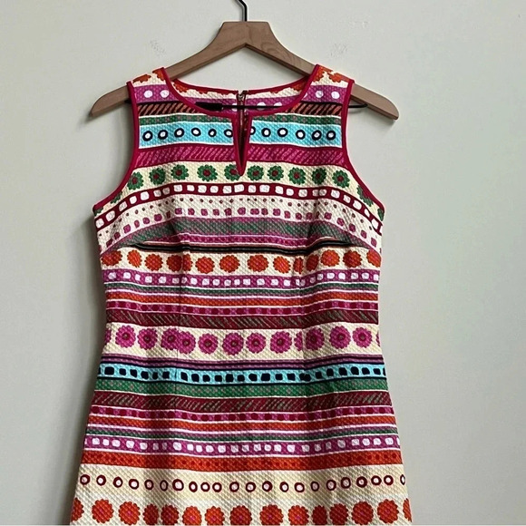 Talbots Geometric Striped Textured Sleeveless Knee-Length Sheath Dress - Picture 6 of 16